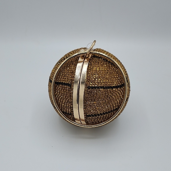 Caleesa Gold Basketball Crystal Minaudière Clutch - Picture 8 of 8